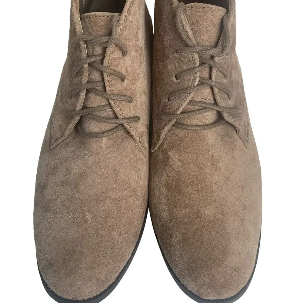 White Mountain Sz 9 Seneca Ankle Booties Taupe Beige Genuine Suede Leather Boots
